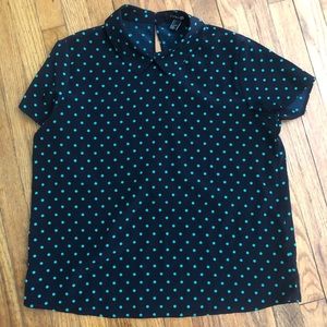 Forever 21 Polka Dot Blouse, Peter Pan Collar, L